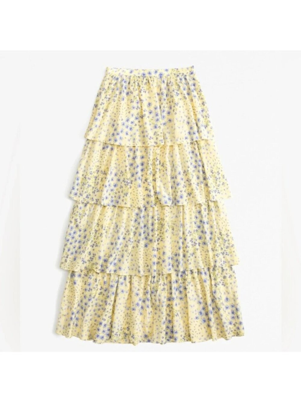 Abercrombie & Fitch Drama Tiered Maxi Skirt Yellow Floral S Coquette Feminine - Picture 4 of 10